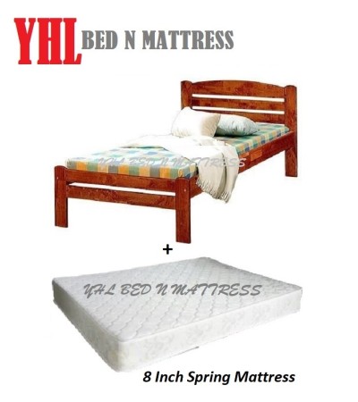 YHL Elsa Solid Wooden Single Bed Frame With Mattress