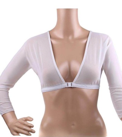 下摆袖套时尚网眼上衣前襟纽扣臂垂坠白色长袖黑色T恤肩袖套H9Z4