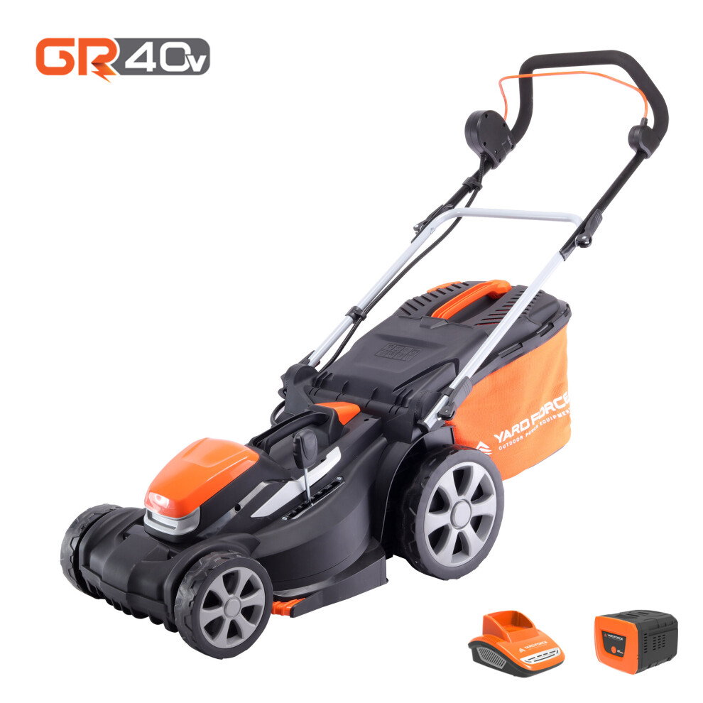 Yard Force 40V 37cm Cordless Lawnmower with 2.5Ah Lithium-ion Battery & Quick Charger  LM G37A - GR 40 range 